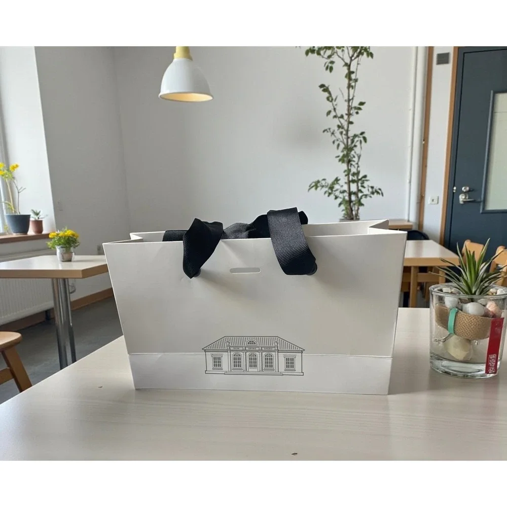 Engel and Volkers White Paper Small‎ Gift Bag Black Ribbon Handles Pk of 19